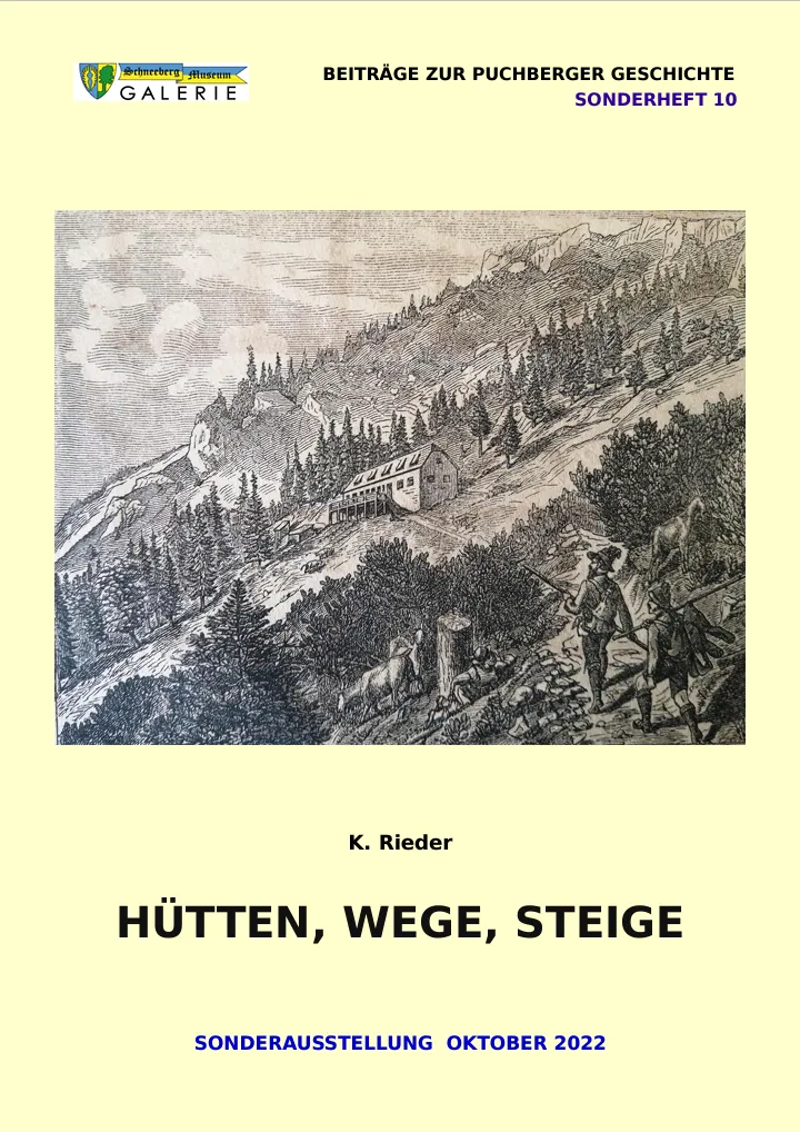 Original exhibition poster: Hütten, Wege, Steige